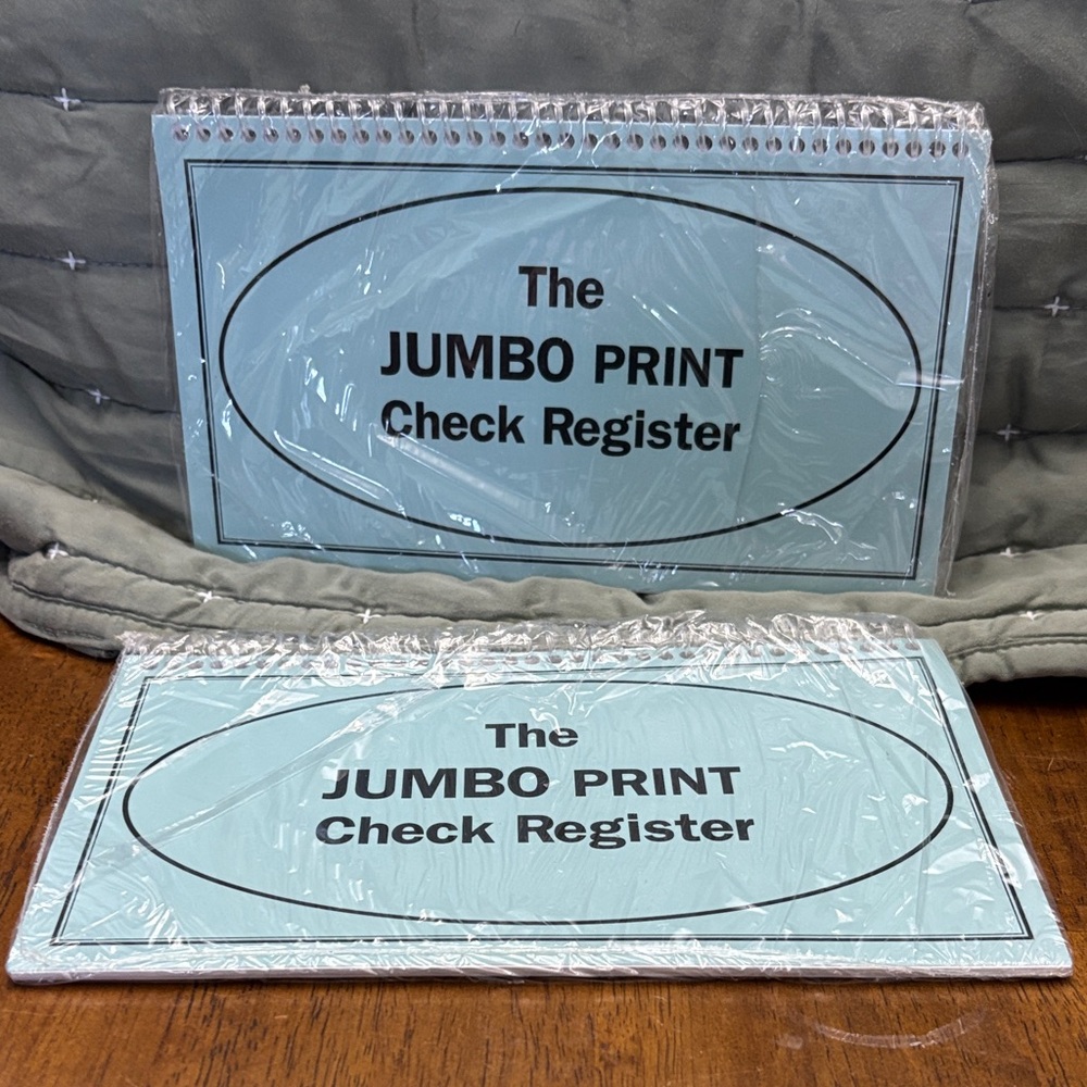 Two Jumbo Print Check Registers - Blue